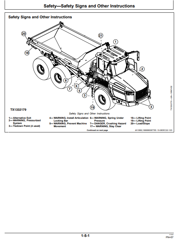 JOHN DEERE 260 P AND 310 P GEN-A ARTICULATED DUMP TRUCK OPERATOR MANUAL OMT476390X019