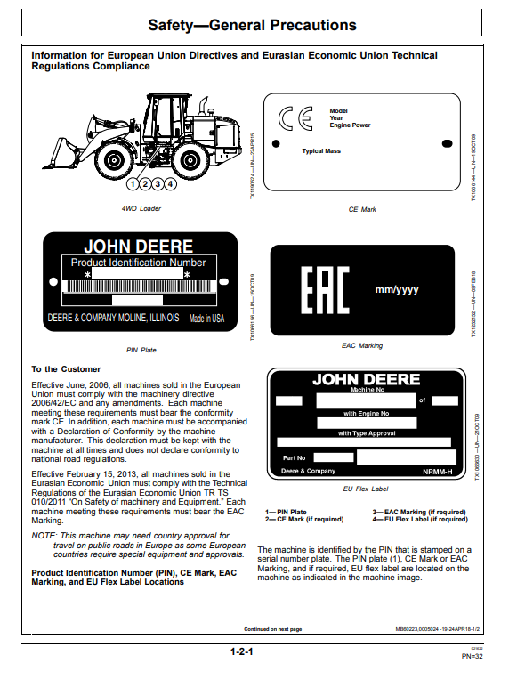 JOHN DEERE 544K-II 4WD LOADER OPERATOR MANUAL OMT387131X19