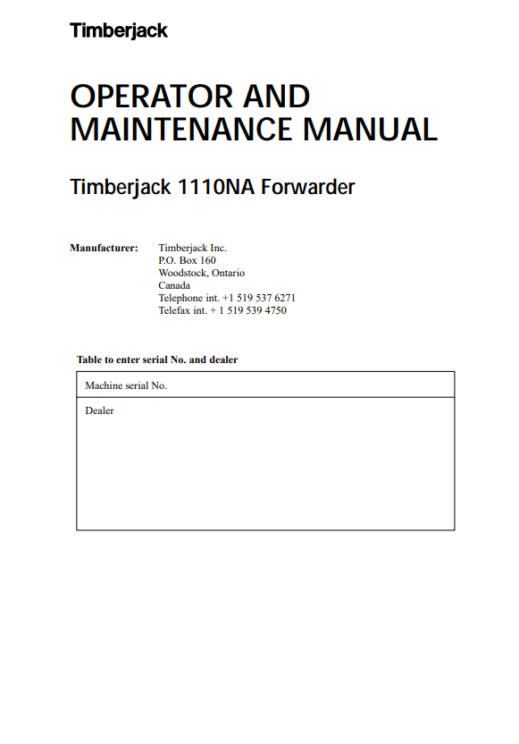 JOHN DEERE 1110NA FOWARDER OPERATOR MANUAL F059888