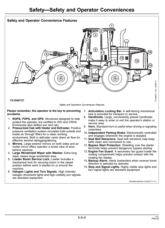 JOHN DEERE 624K 4WD LOADER OPERATOR MANUAL OMT260575