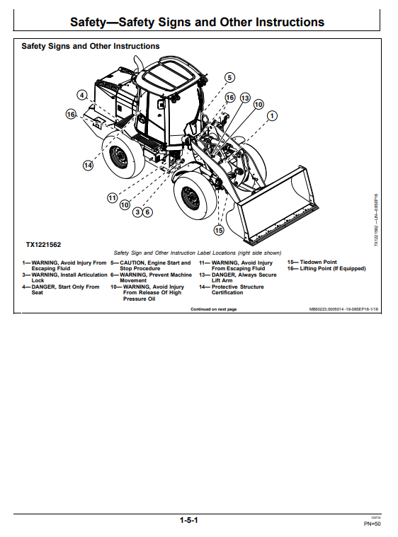 JOHN DEERE 524K 4WD LOADER OPERATOR MANUAL OMT361496X19