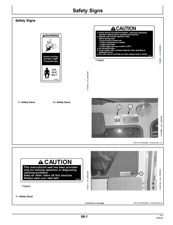 JOHN DEERE 250C ARTICULATED DUMP TRUCK OPERATOR MANUAL OMT166941