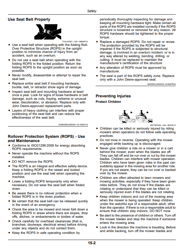 JOHN DEERE Z700E, Z700M, Z700R ZERO TURN MOWER GAS OPERATOR MANUAL OMUC39843