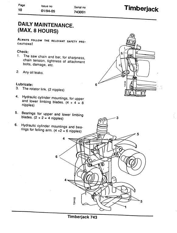 JOHN DEERE TIMBERJACK F43 OPERATOR MANUAL F029238