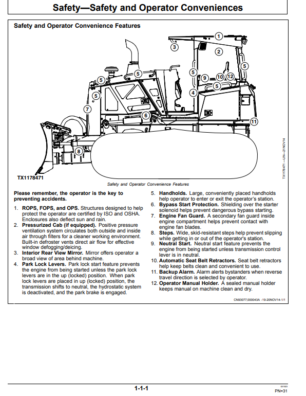 JOHN DEERE 700K CRAWLER DOZER OPERATOR MANUAL OMT355957X19