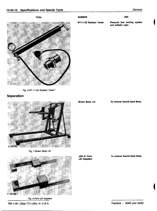 JOHN DEERE 4040, 4240 TRACTOR TECHNICAL MANUAL TM1181