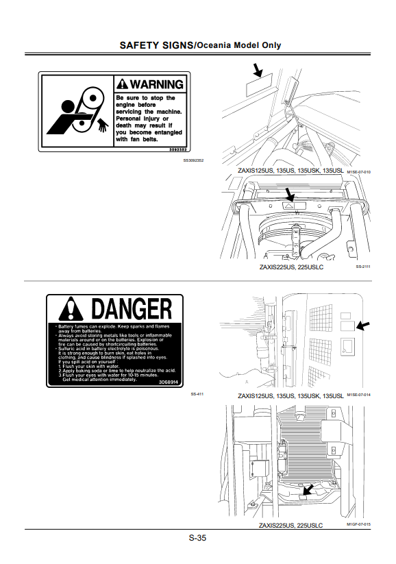 HITACHI ZAXIS 125US, 135US, 135USK, 135USL, 225US, 225USLC EXCAVATOR OPERATOR MANUAL EM1SE51