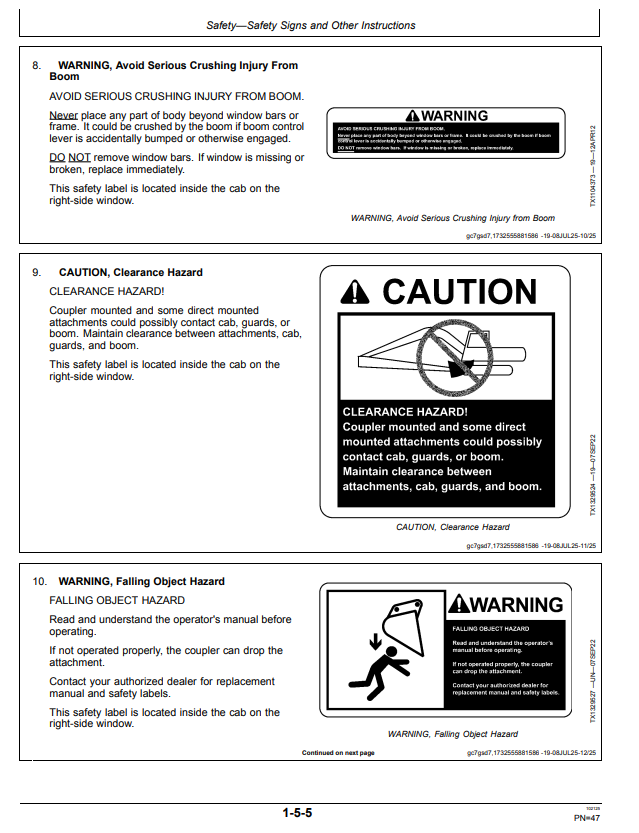 JOHN DEERE 75 AND 85 P-TIER GEN-A EXCAVATOR OPERATOR MANUAL OMT487655X019