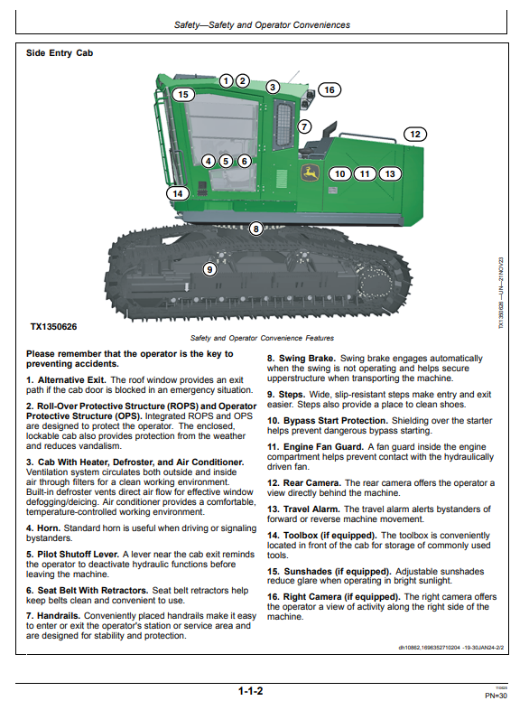 JOHN DEERE 2654G AND 2654GLC FORESTRY EXCAVATOR OPERATOR MANUAL OMT477401X019
