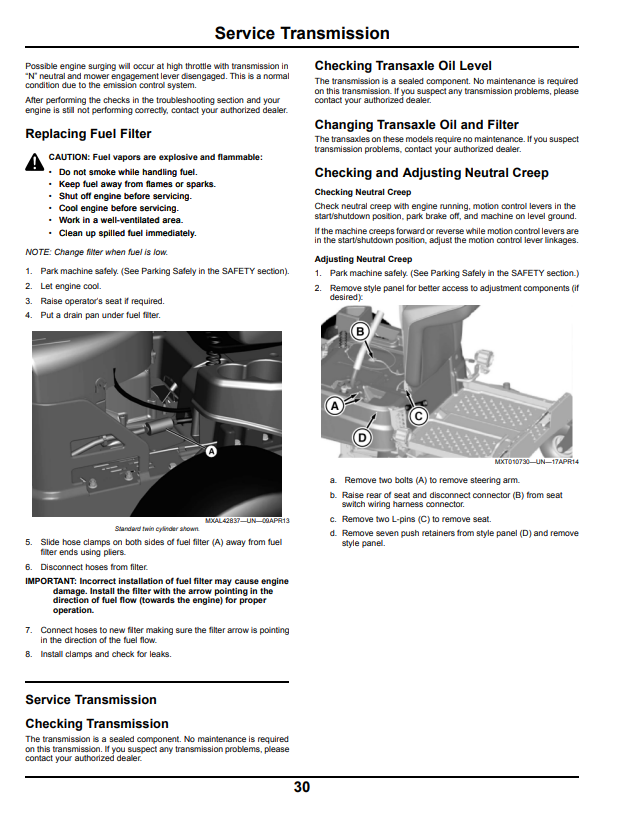 JOHN DEERE Z335E ZTRAK™ OPERATOR MANUAL OMGX26534