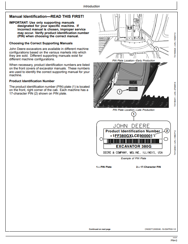 JOHN DEERE 380GLC EXCAVATOR OPERATOR MANUAL OMT310294