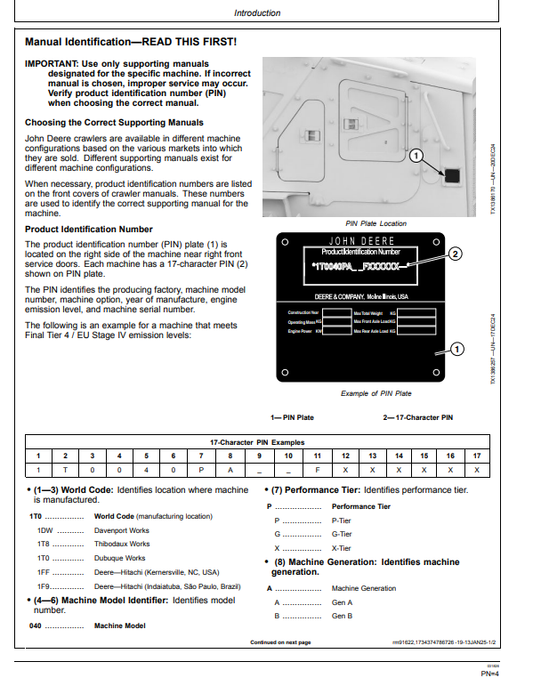 JOHN DEERE PL40 CRAWLER DOZER PIPELAYER READY OPERATOR MANUAL OMT487628X019