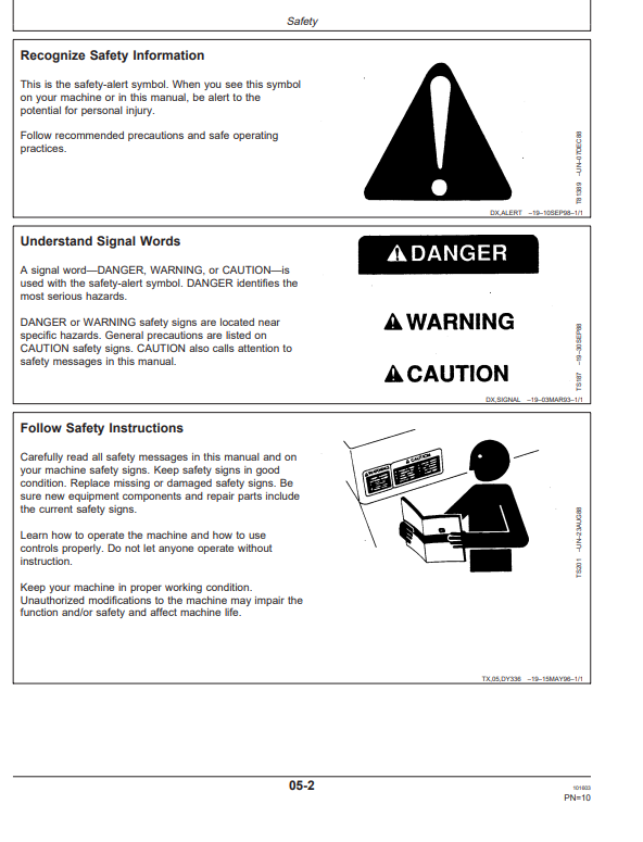 JOHN DEERE 120 EXCAVATOR OPERATOR MANUAL OMT185534