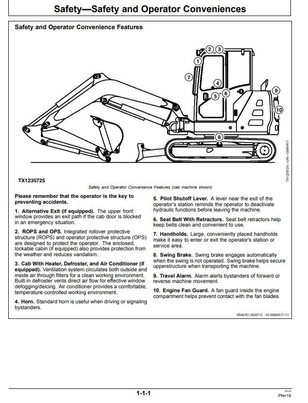 JOHN DEERE 60 P COMPACT EXCAVATOR OPERATOR MANUAL OMT489509X019