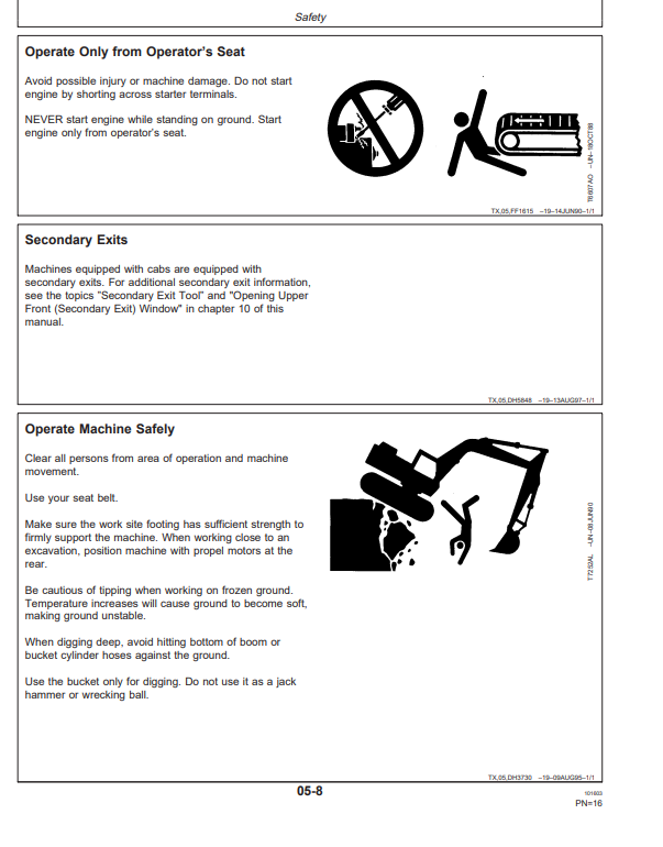 JOHN DEERE 120 EXCAVATOR OPERATOR MANUAL OMT185534