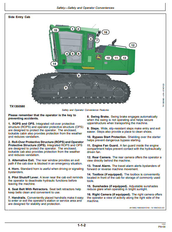 JOHN DEERE 2654G AND 2654GLC FORESTRY EXCAVATOR OPERATOR MANUAL OMT477402X019