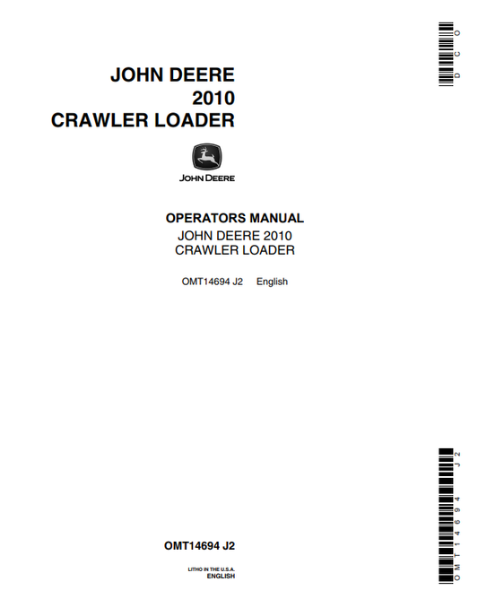 JOHN DEERE 2010 CRAWLER LOADER OPERATOR MANUAL OMT14694
