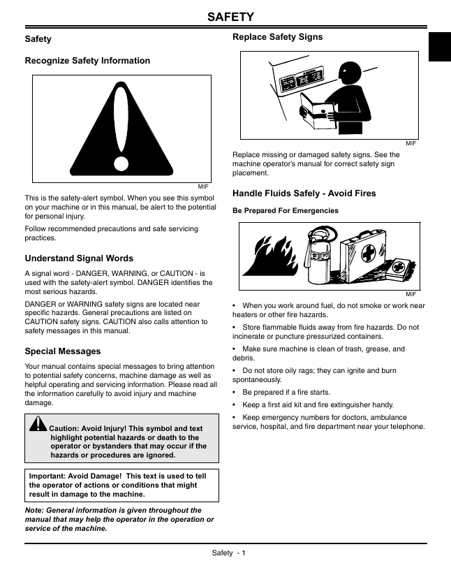 JOHN DEERE LA105, LA115, LA125, LA135, LA145, LA155, LA165 & LA175 TRACTOR TECHNICAL MANUAL TM103419