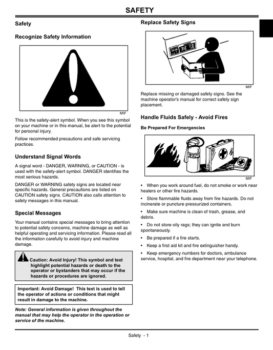 JOHN DEERE LA105, LA115, LA125, LA135, LA145, LA155, LA165 & LA175 TRACTOR TECHNICAL MANUAL TM103419