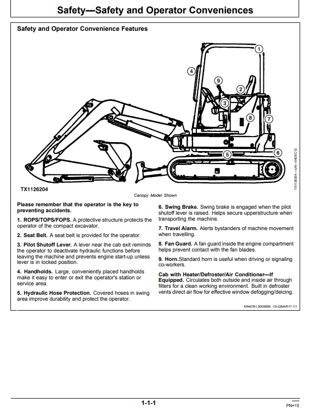 JOHN DEERE 35G EXCAVATOR OPERATOR MANUAL OMT333111