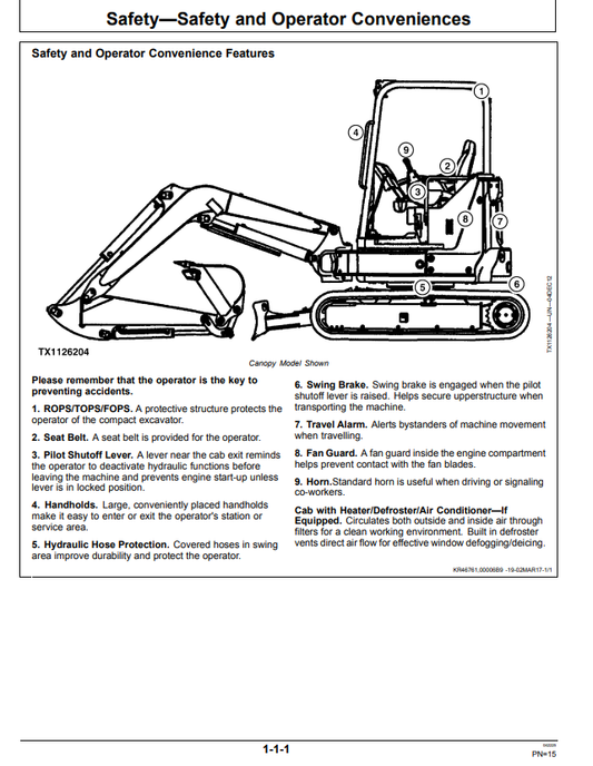 JOHN DEERE 35G EXCAVATOR OPERATOR MANUAL OMT333111
