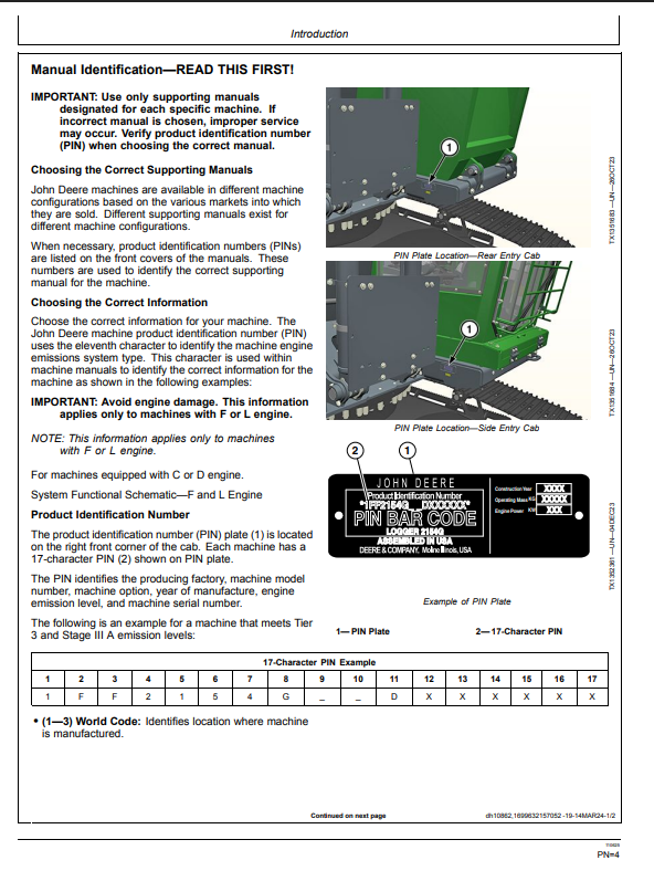 JOHN DEERE 2154G FORESTRY EXCAVATOR OPERATOR MANUAL OMT477395X019