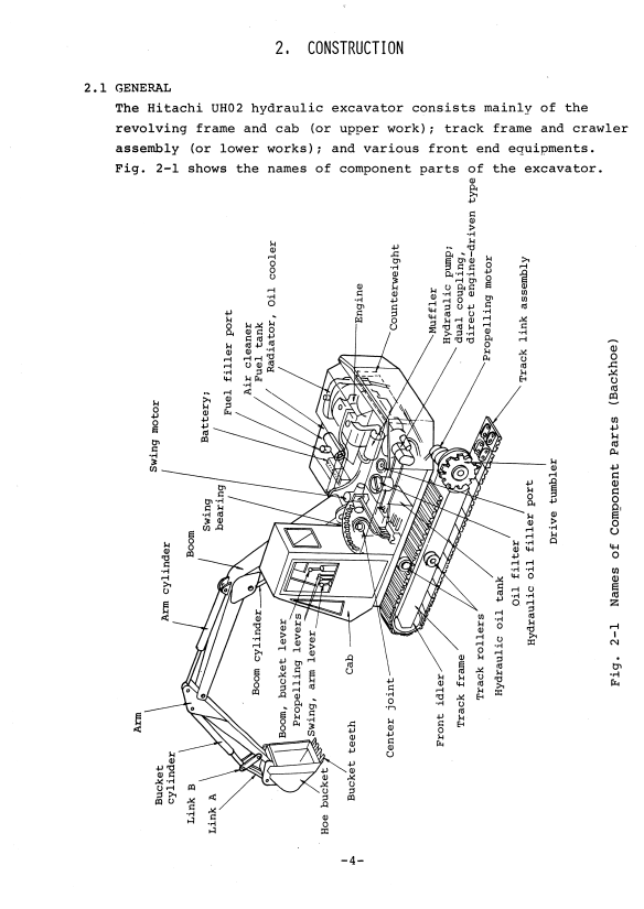 HITACHI UH02 HYDRAULIC EXCAVATOR OPERATOR MANUAL EM7203