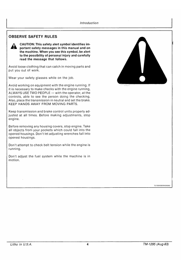 JOHN DEERE HARVERSTING UNIT TECHNICAL MANUAL TM1295