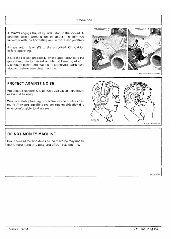 JOHN DEERE HARVERSTING UNIT TECHNICAL MANUAL TM1295