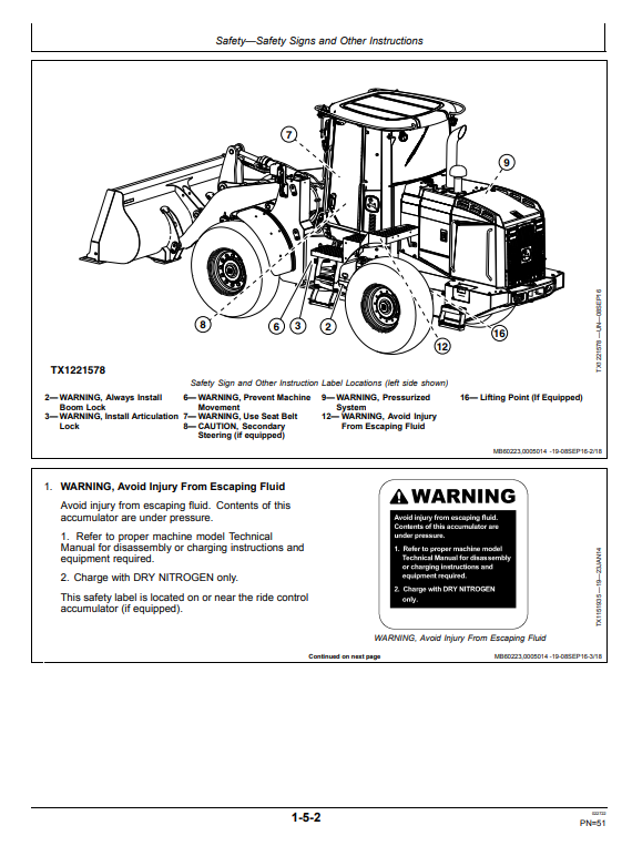 JOHN DEERE 524K 4WD LOADER OPERATOR MANUAL OMT361496X19