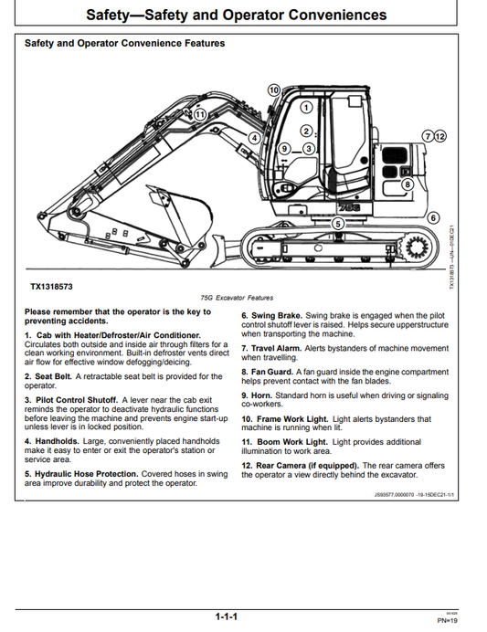 JOHN DEERE 75G EXCAVATOR OPERATOR MANUAL OMT337609