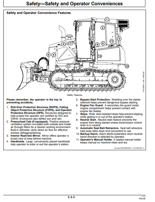 JOHN DEERE 550 P CRAWLER DOZER OPERATOR MANUAL OMT480071X019