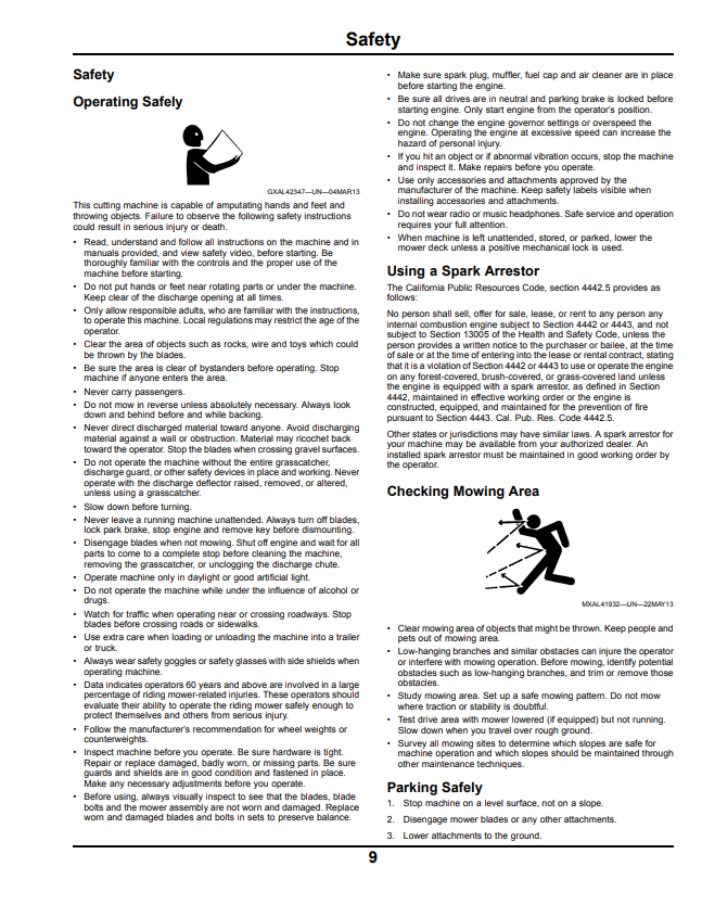 JOHN DEERE Z525E, Z535M, Z535R, Z540M AND Z540R Z500 SERIES ZTRAK™ OPERATOR MANUAL OMGX26263