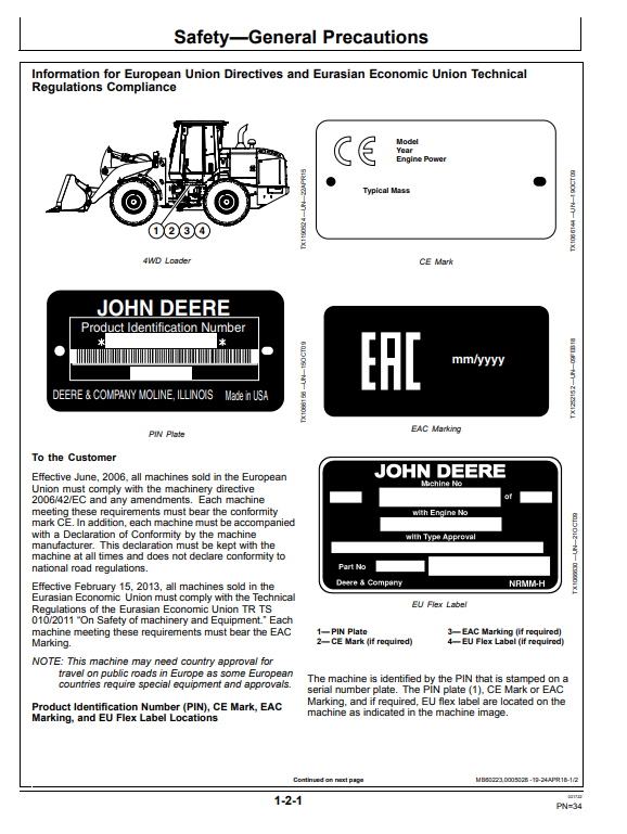 JOHN DEERE 624K-II 4WD LOADER OPERATOR MANUAL OMT387135X19