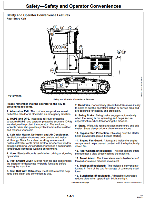 JOHN DEERE 3154G FORESTRY EXCAVATOR OPERATOR MANUAL OMT351628X19