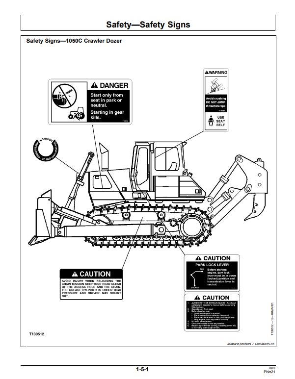 JOHN DEERE 1050C CRAWLER DOZER OPERATOR MANUAL OMT190710