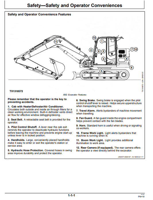 JOHN DEERE 85G EXCAVATOR OPERATOR MANUAL OMT337610