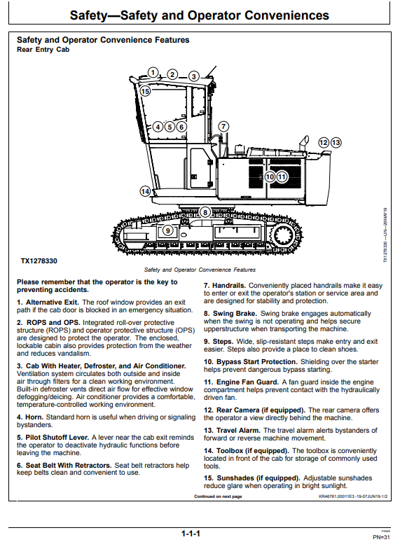 JOHN DEERE 3154G FORESTRY EXCAVATOR OPERATOR MANUAL OMT351759X19