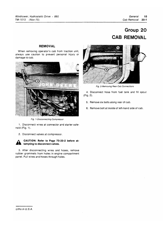 JOHN DEERE 880 HYDROSTATIC DRIVE WINDROWER TECHNICAL MANUAL TM1013