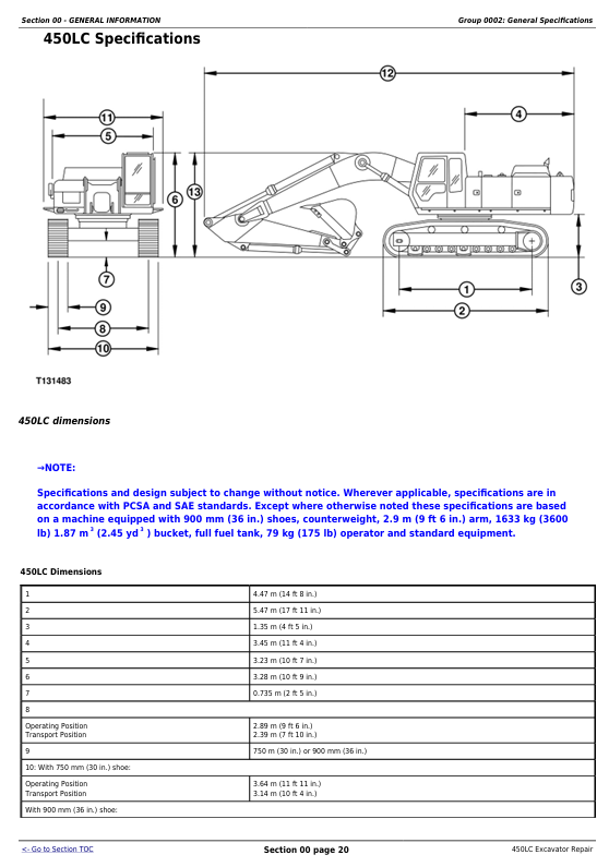 JOHN DEERE 450LC EXCAVATOR REPAIR TECHNICAL MANUAL TM1672