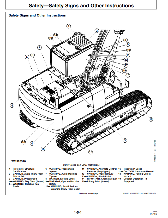 JOHN DEERE 160 P-TIER GEN-A EXCAVATOR OPERATOR MANUAL OMT473388X019
