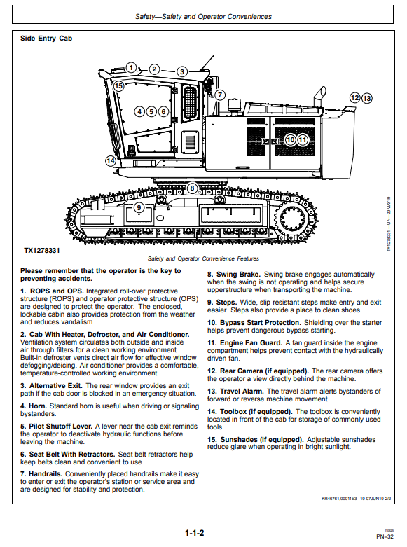 JOHN DEERE 3154G FORESTRY EXCAVATOR OPERATOR MANUAL OMT351759X19
