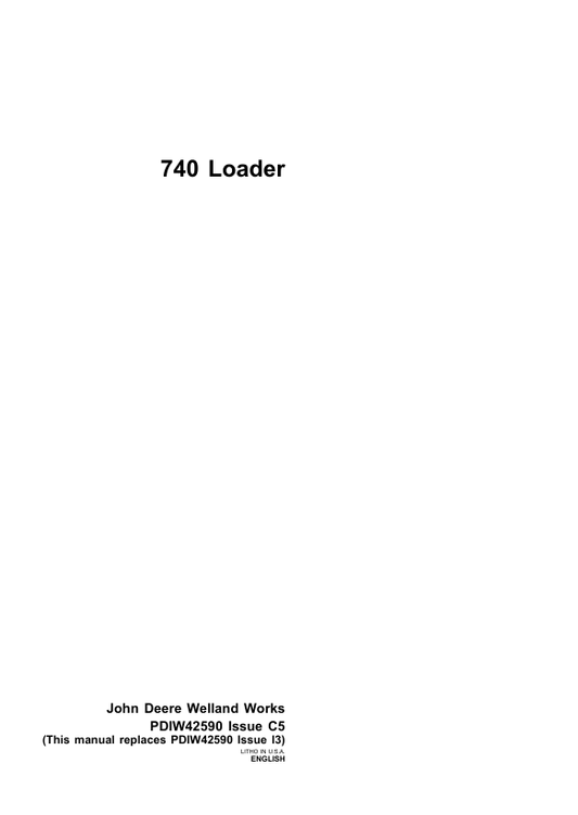 JOHN DEERE 740 LOADER TECHNICAL MANUAL PDIW42590