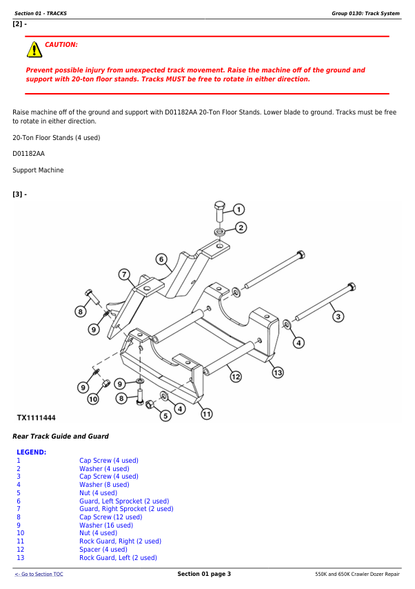 JOHN DEERE 550K, 650K CRAWLER DOZER REPAIR TECHNICAL MANUAL TM13357X19
