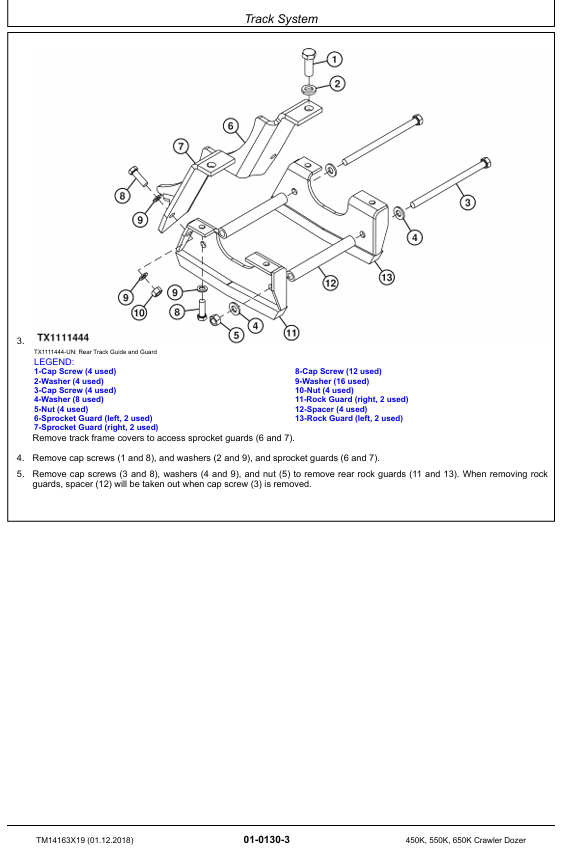 JOHN DEERE 450K, 550K, 650K CRAWLER DOZER REPAIR TECHNICAL MANUAL TM14163X19