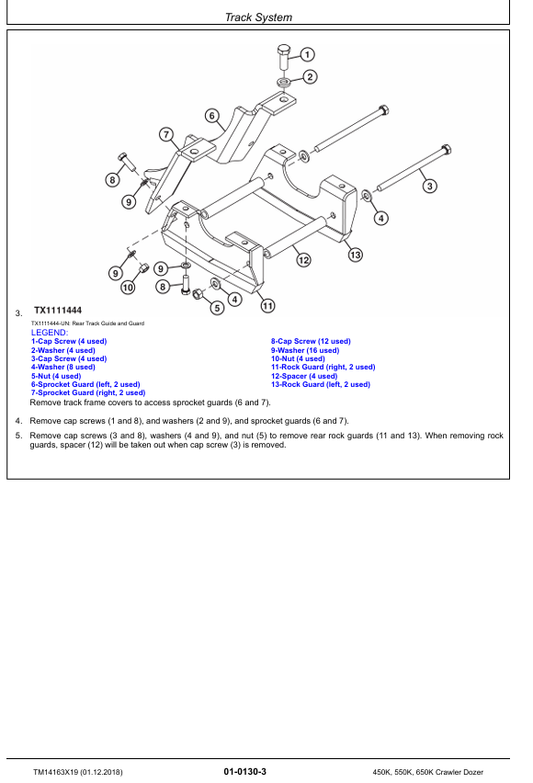 JOHN DEERE 450K, 550K, 650K CRAWLER DOZER REPAIR TECHNICAL MANUAL TM14163X19