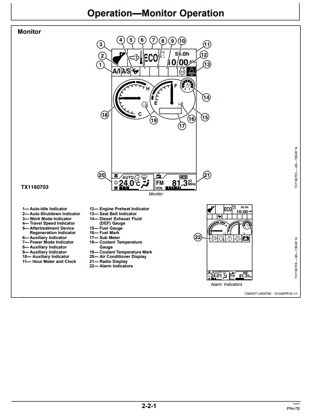 JOHN DEERE 135 P EXCAVATOR OPERATOR MANUAL OMT480092X019