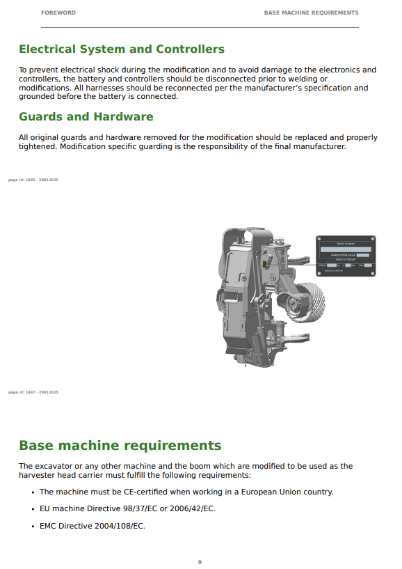 JOHN DEERE H225E HARVESTER HEAD OPERATOR INSTRUCTION MANUAL F730752