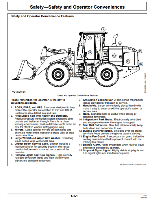 JOHN DEERE 544K 4WD LOADER OPERATOR MANUAL OMT337074X19