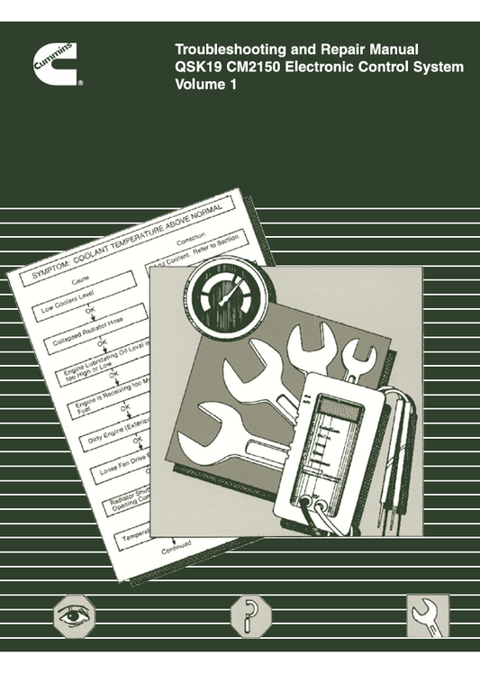 JOHN DEERE CUMMIN ENGINE QSK19 CM2150 4022094-VOL1 REPAIR MANUAL